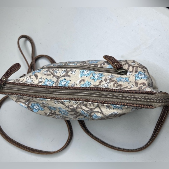 Myra Bag Floral Boho 100% Cotton Leather Trim Small Crossbody Bag - Picture 11 of 13